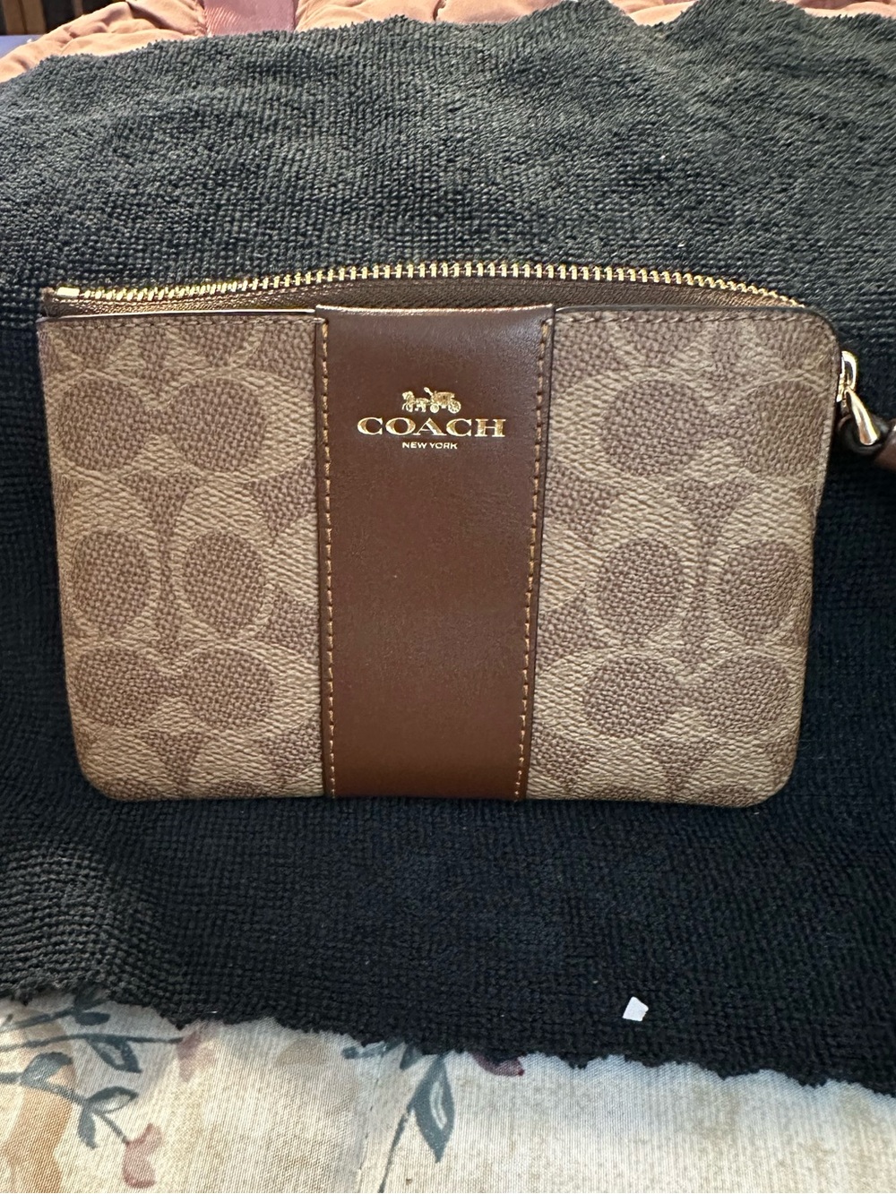 Coach Brown Signature Canvas wristlet